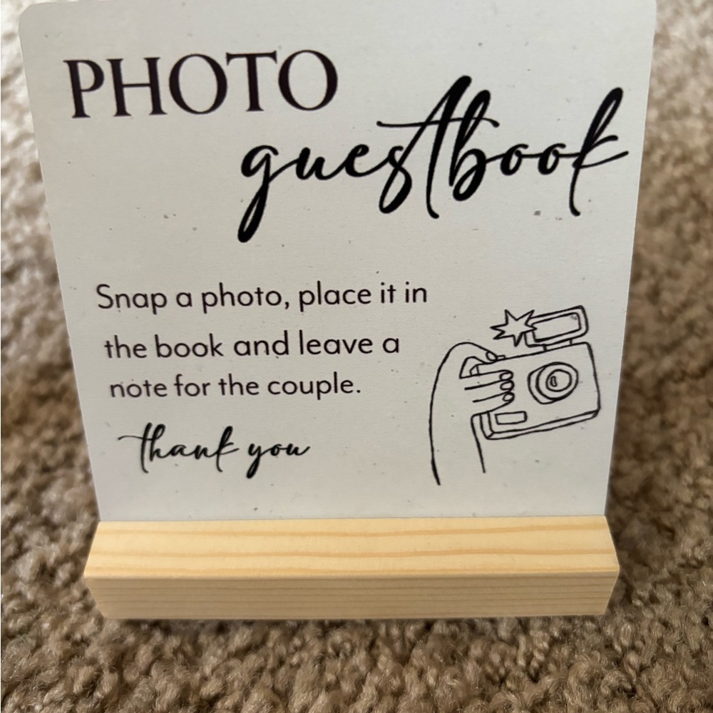 Wedding Photo Guestbook Sign with Wooden Stand